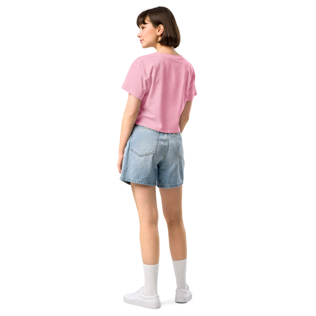 Book lover crop top bubblegum - back view - women's literary apparel