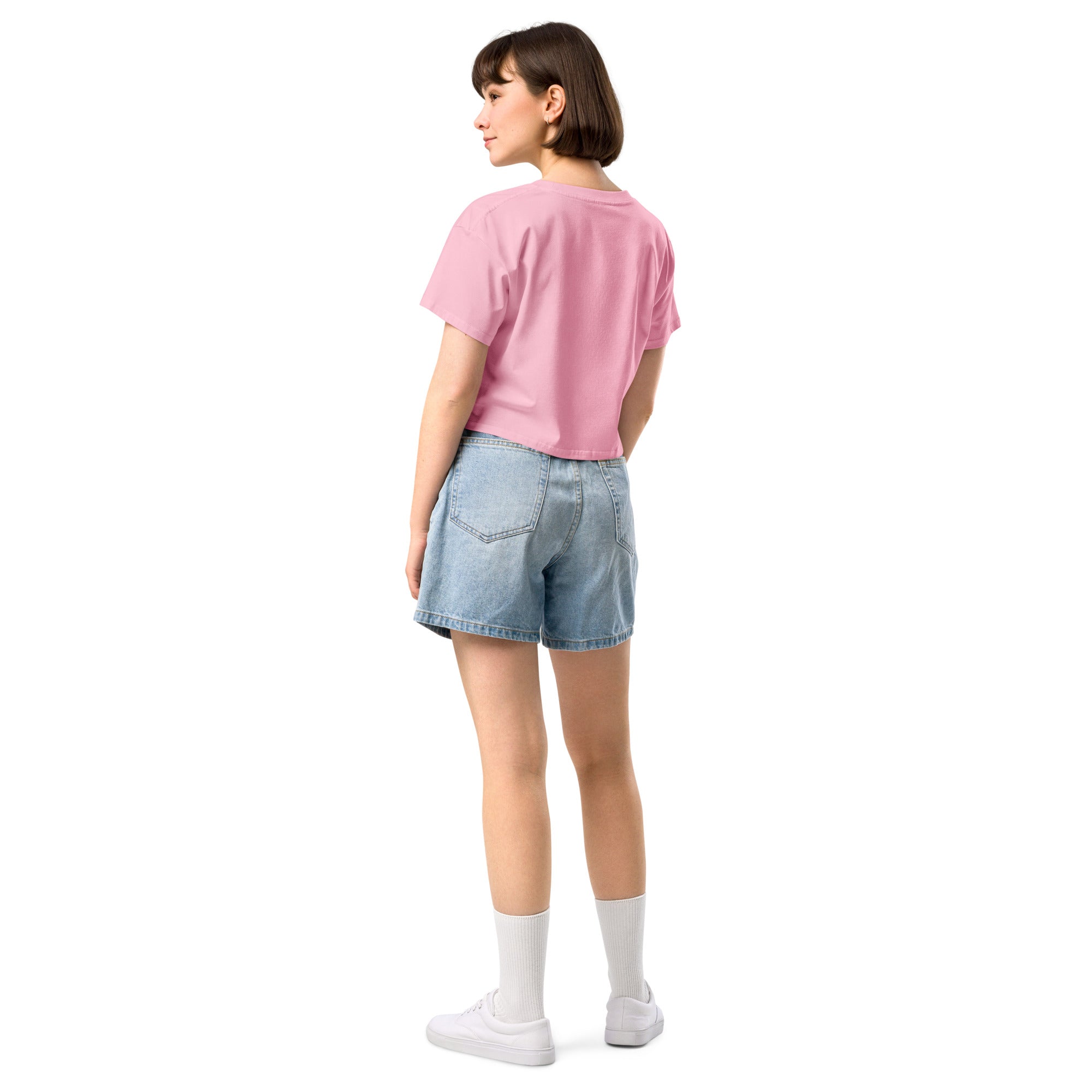 Book lover crop top bubblegum - back view - women's literary apparel