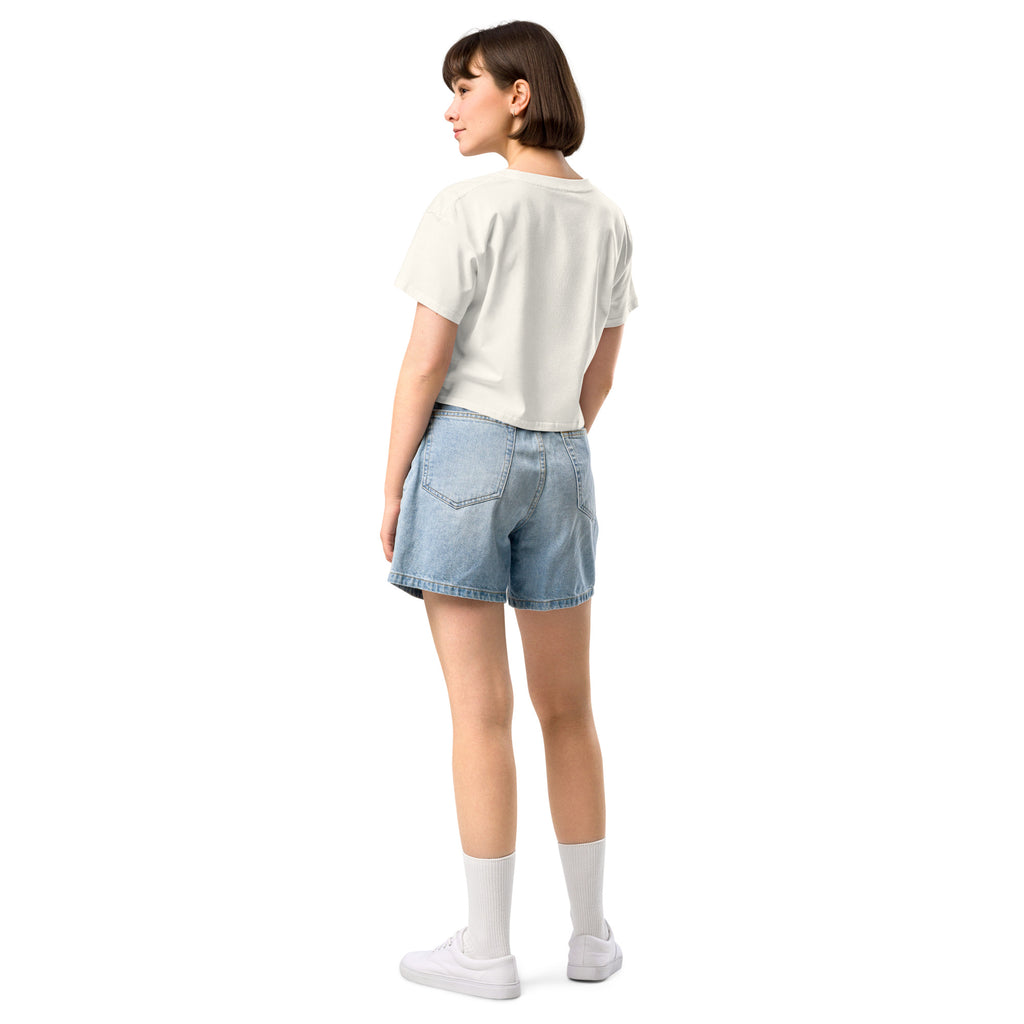 Book lover crop top ecru - back view - women's literary apparel