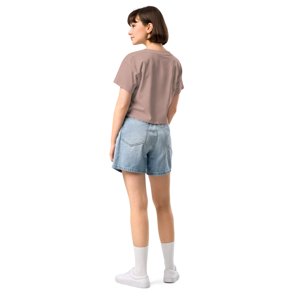Book lover crop top hazy pink - back view - women's literary apparel