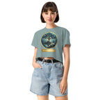 Book lover crop top mineral - Mystical Tree gold ribbon design - women's literary apparel