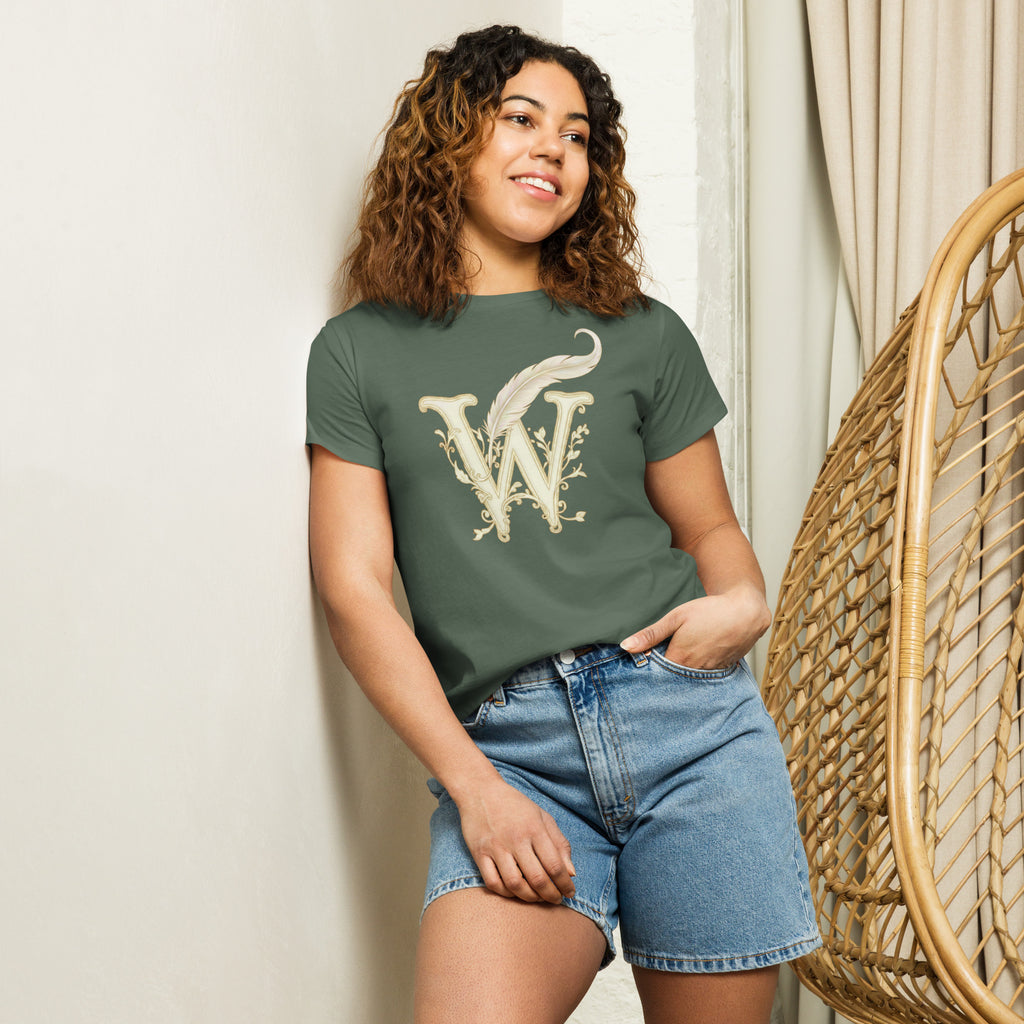Literary High-Waisted T-Shirt Wordwhispers Signature - Women's - pine